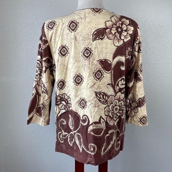 Alfred Dunner Three Quarter Sleeve Sequined Top Size S EUC - Picture 6 of 7